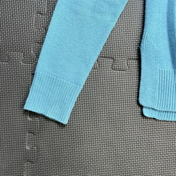 KERRI ROSENTHAL 100% Cashmere "Loved" Patchwork Sweater Blue Small $350 - Picture 4 of 13